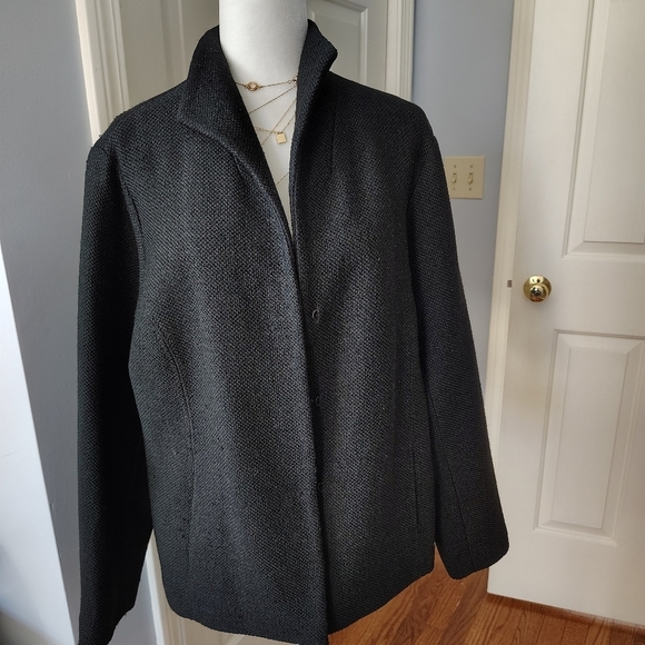 Eileen Fisher Black Honeycomb Textured Jacket 1X - Picture 11 of 15